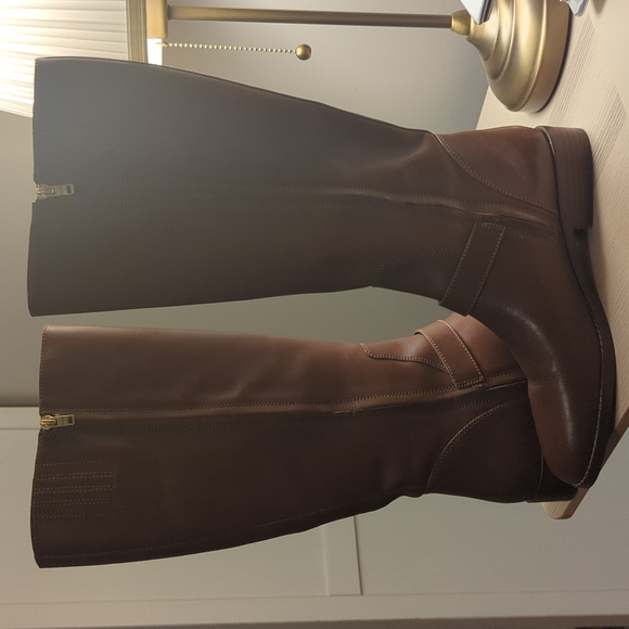 SOLD NWOT Coach Tall Brown Zip Up Leather Riding Boots - Picture 9 of 14